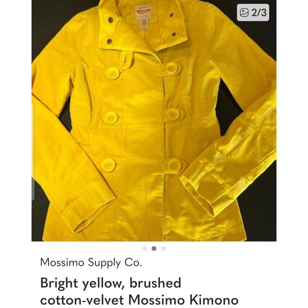 Mossimo supply - yellow kimono style cotton velvet doublebreasted blazer size XL
